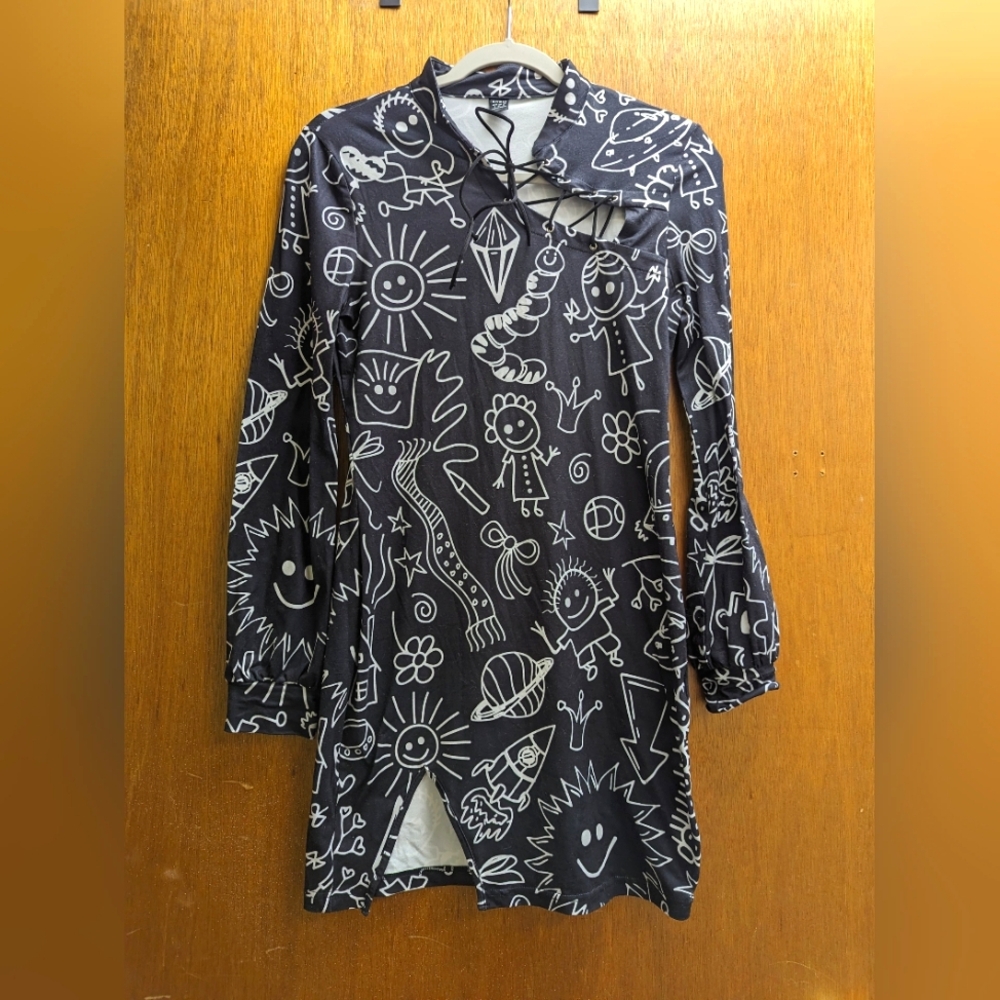 Cartoon dress, long sleeve, size small.